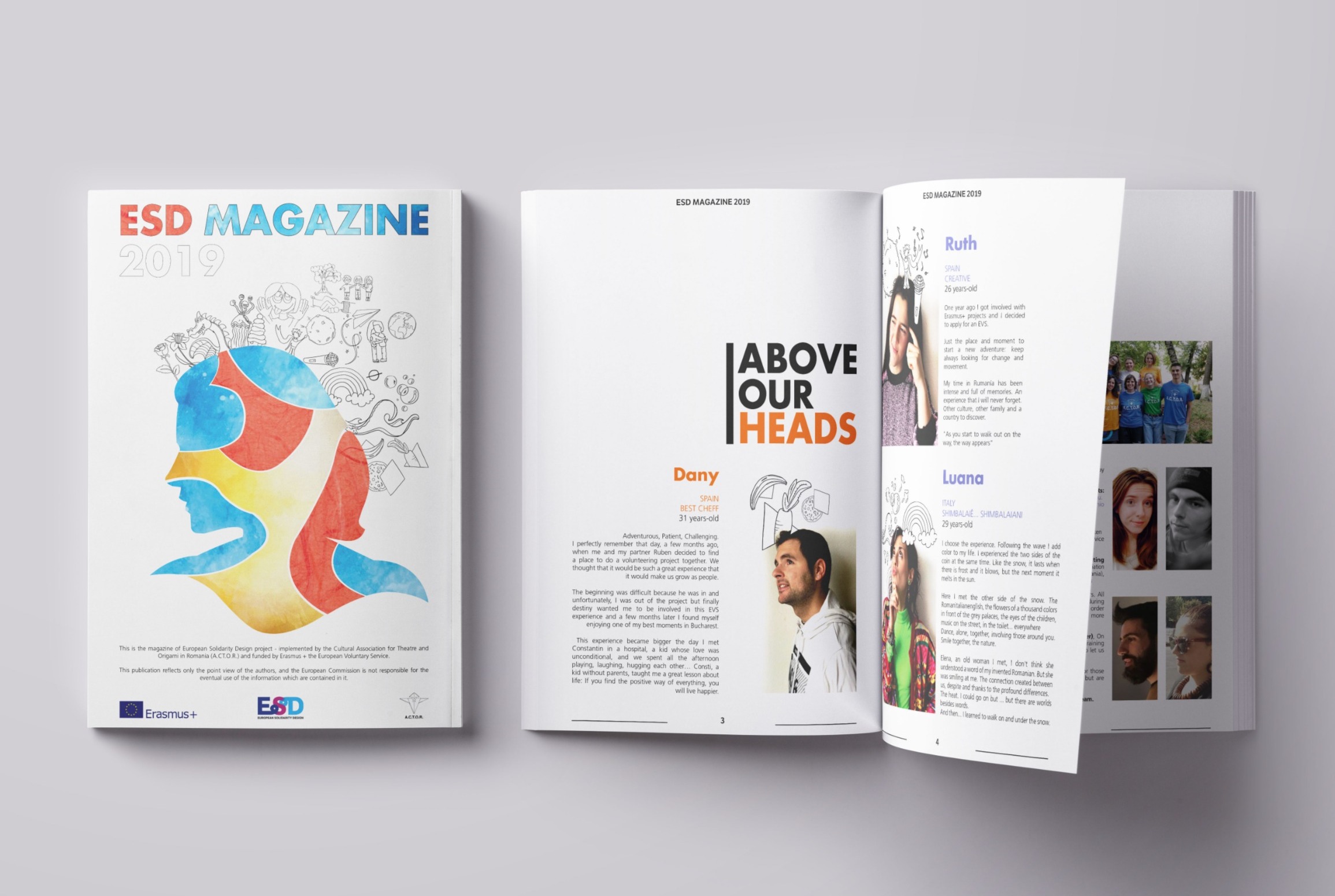 Diseño editorial con mirada social, portada de la ESD Magazine, por Rubén Romo Design durante Voluntariado Europeo en Rumanía