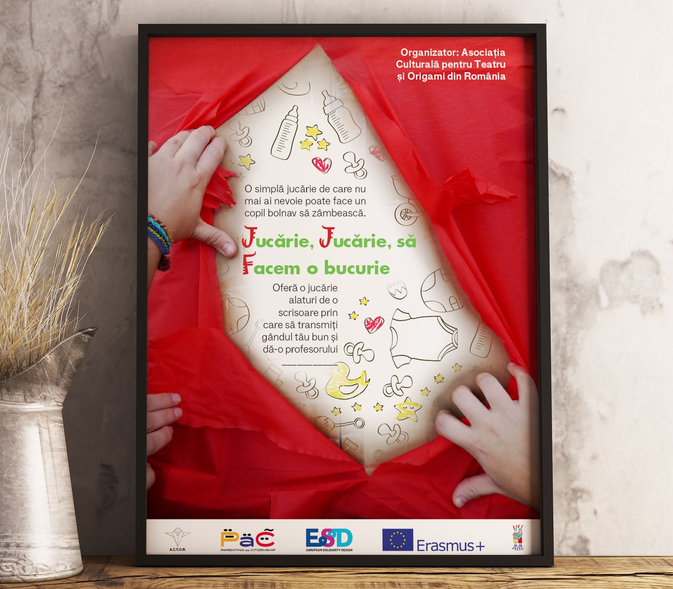 Cartel solidario para campaña de Navidad y activismo, por Rubén Romo Design durante Voluntariado Europeo en Rumanía