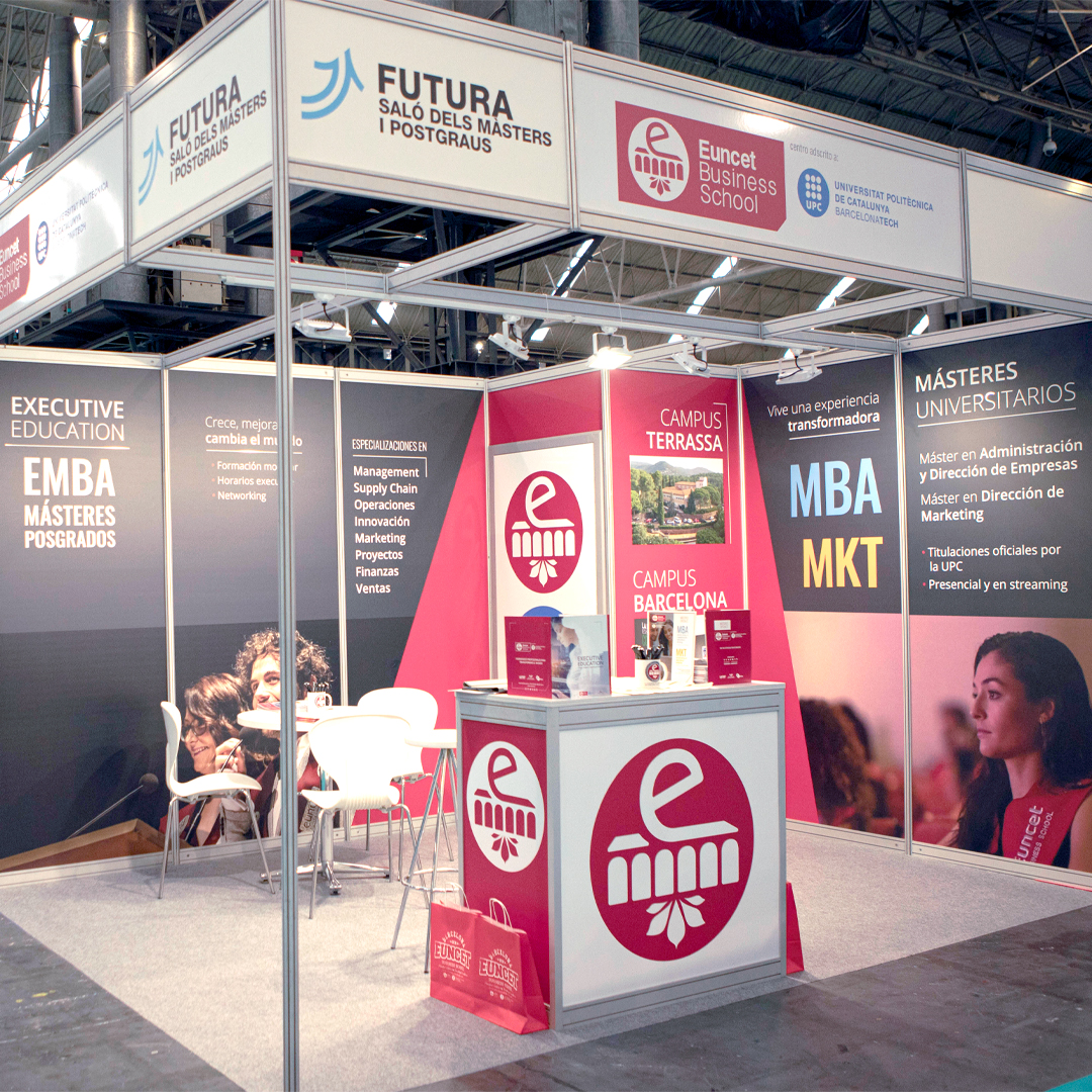 Branding y diseño de stands, por Rubén Romo Design para Euncet Business School
